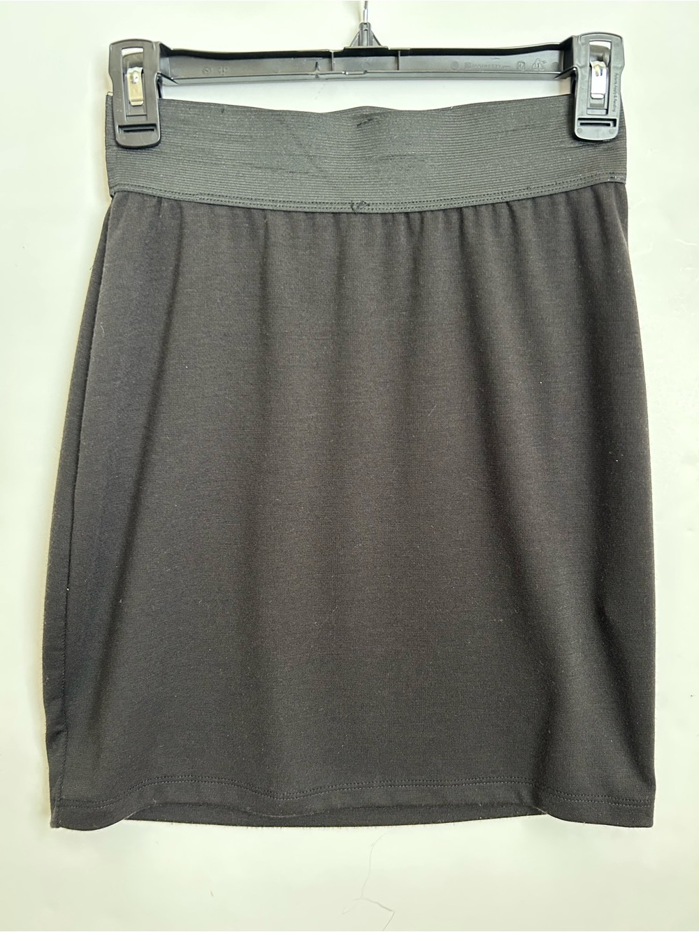 Black Stretch Knit Knee Length Pencil Skirt with Elastic Stretch Waistband Sz XS - Picture 2 of 5